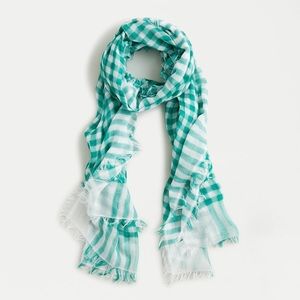 NWT J. Crew Green Gingham Scarf